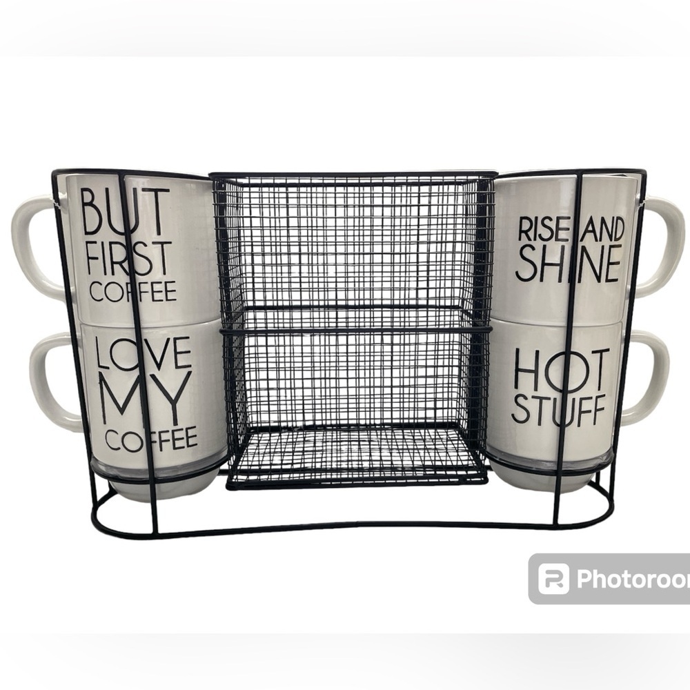 Boston Warehouse - Stacked Mug Set with Coffee Pod Storage - Never used